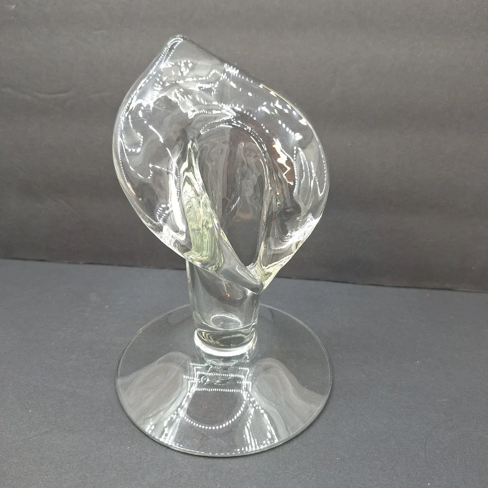 Vintage Cambridge Glass Clear Calla Lily Candlestick Holder Jack In Pulpit